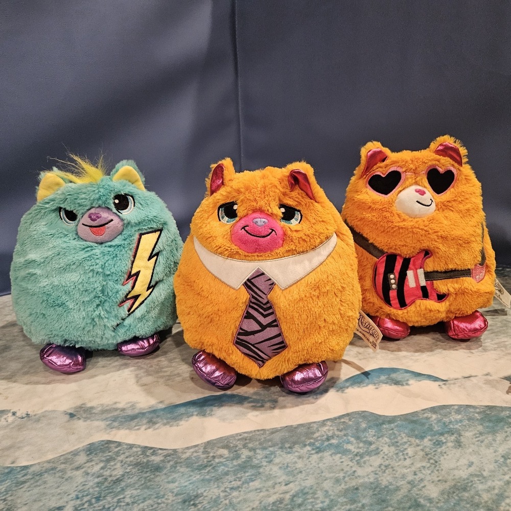 Misfittens Kittens Plush‎ Lot Of 3 Basic Fun 2023 Orange Teal Cat 10"
